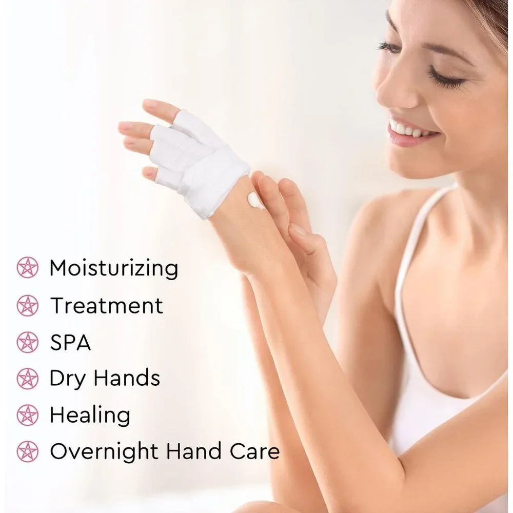 Women's White One Size 4 Pairs Cotton Fingerless Fits Most Gloves Design